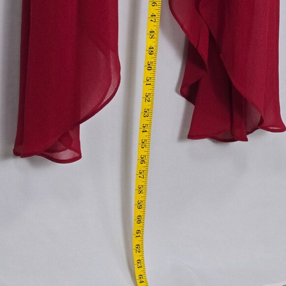 Banana Republic Ruffle Maxi Dress Firebrick Red Georgette Size 0 V-Neck - Picture 10 of 11